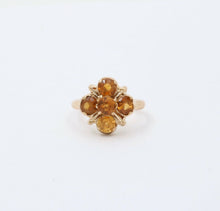 Load image into Gallery viewer, Vintage 14K Yellow Gold Citrine Flower Ring, Cocktail Ring
