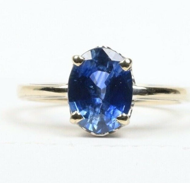Beautiful Natural Blue Sapphire 14K White Gold Vintage Ring