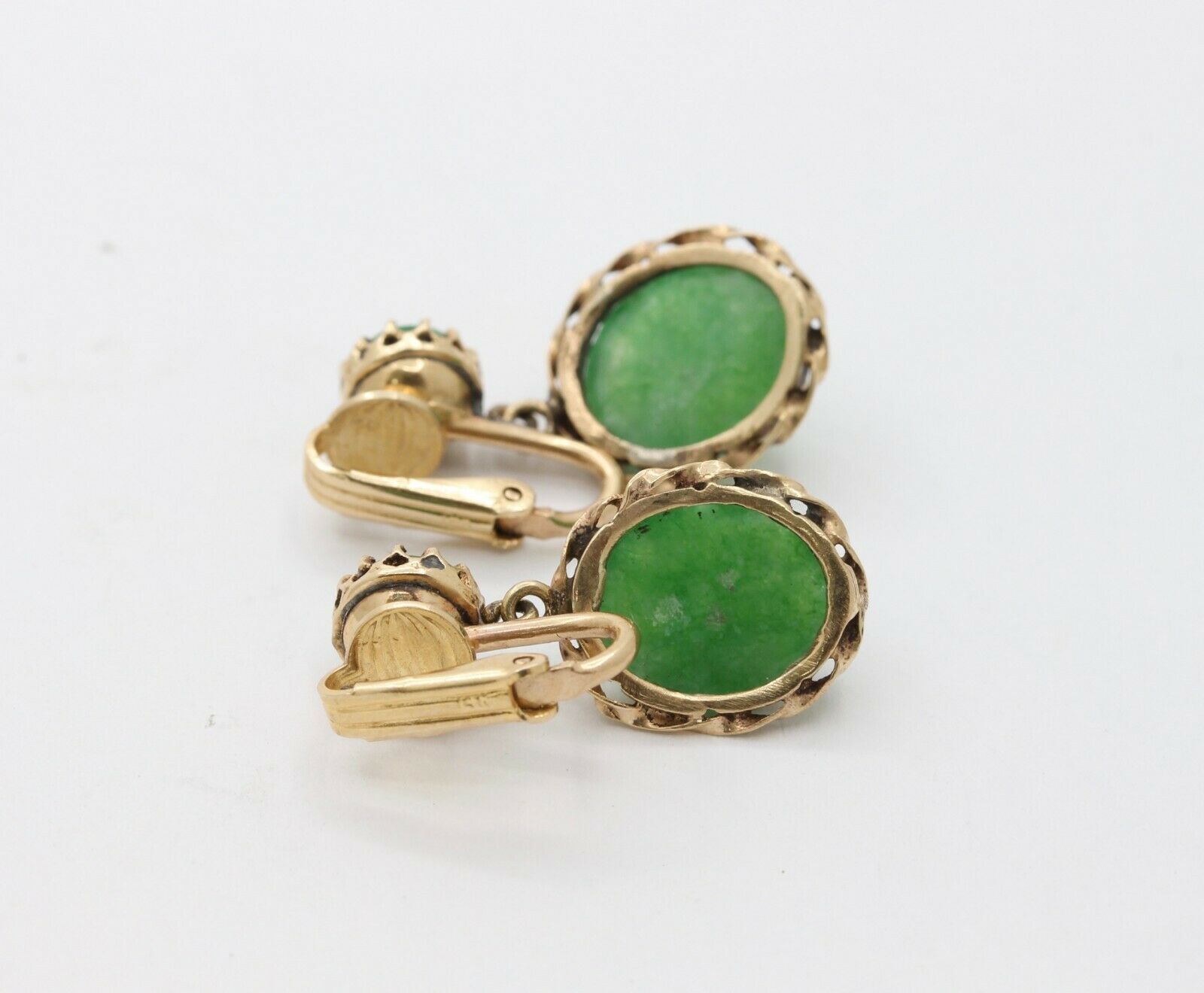 Vintage 14K Yellow Gold Aventurine Drop Earrings