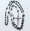 Vintage Sterling Silver Wood Beads Rosary