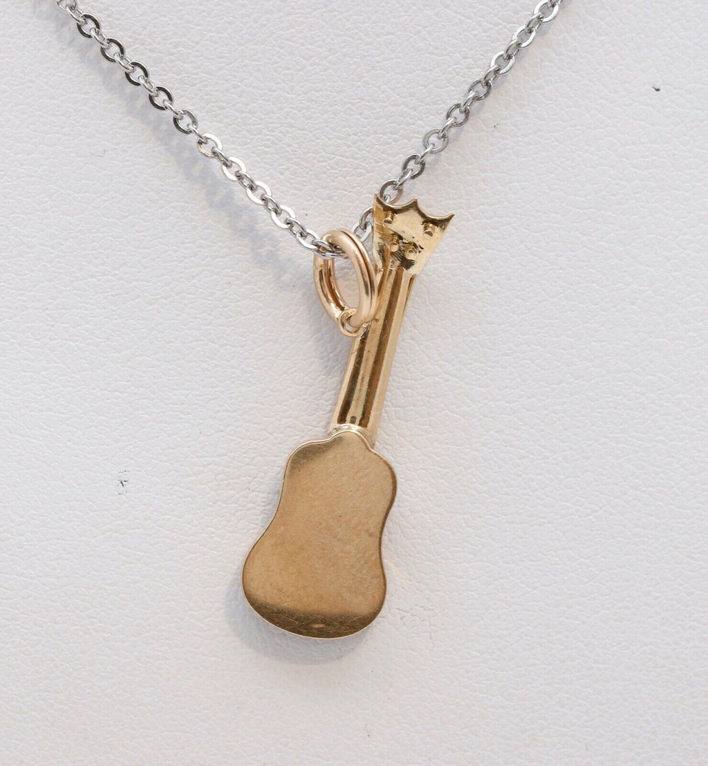Guitar 18K Yellow Gold Pendant Charm Vintage