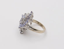 Load image into Gallery viewer, Vintage Tanzanite Diamonds 14K White Gold Pinwheel Cluster Ring
