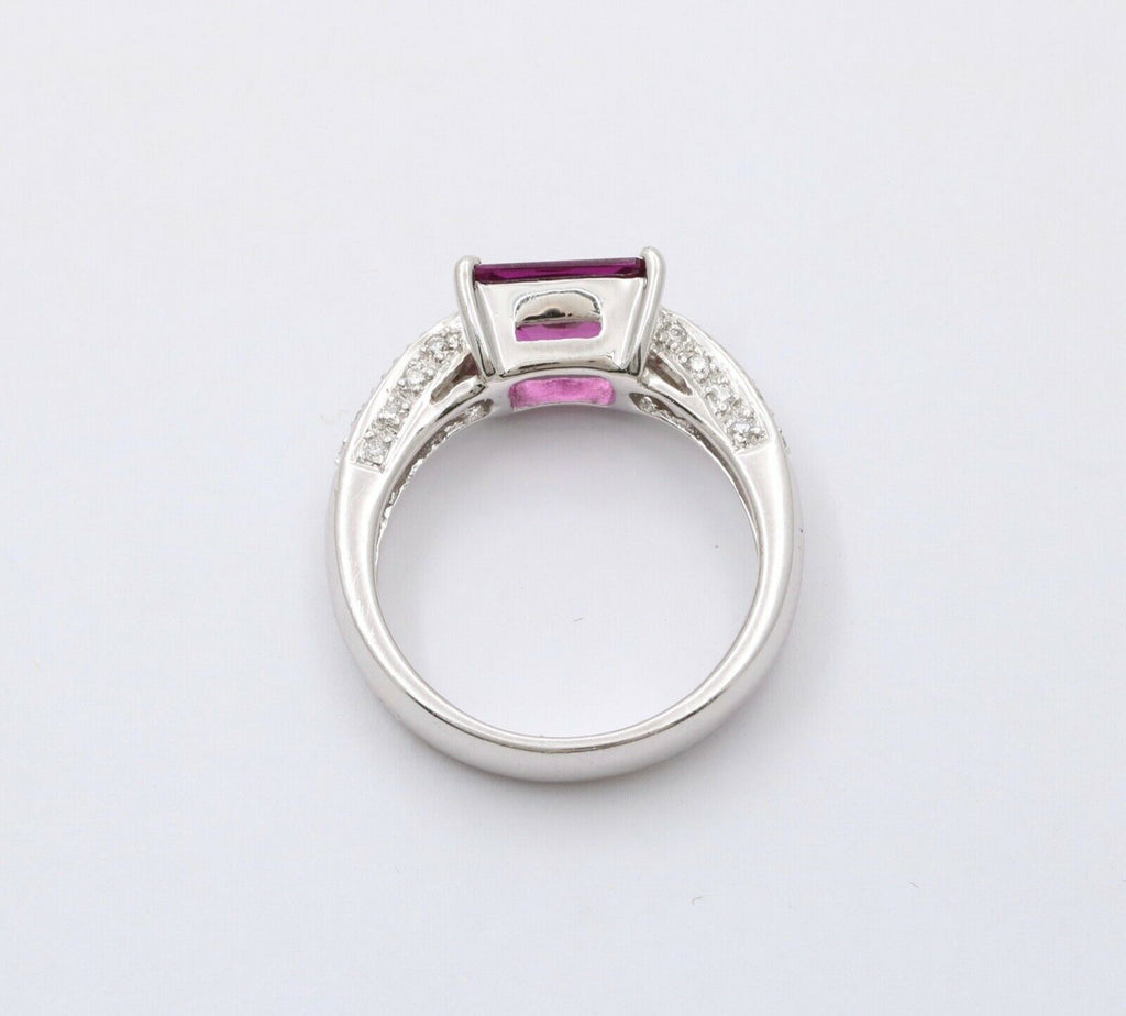Vintage Amethyst Diamonds 18K White Gold Ring