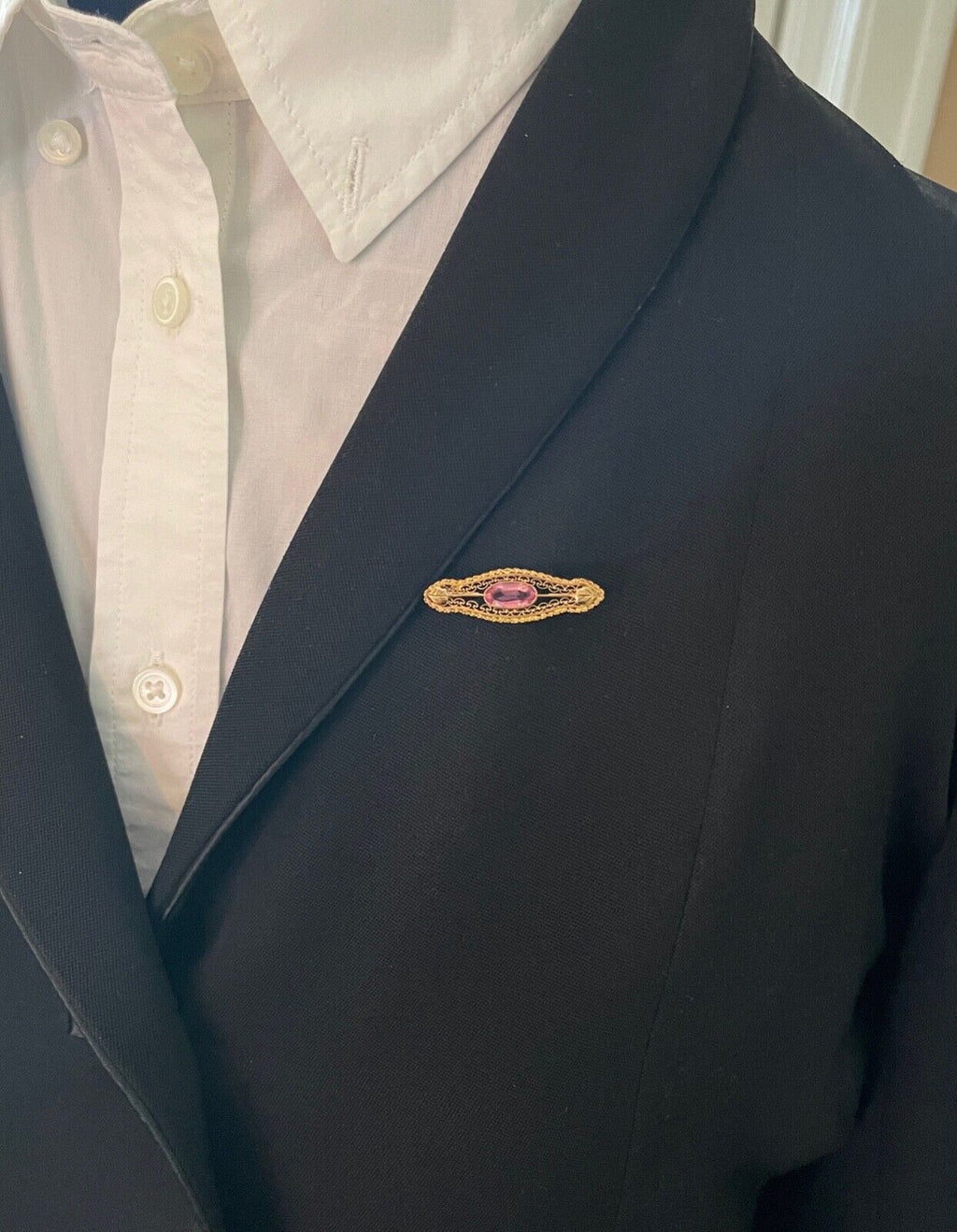 Vintage Pink Tourmaline 10K Yellow Gold Brooch Pin