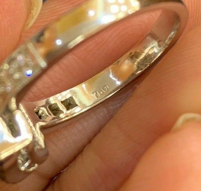Vintage Art Deco Style 18K Gold Diamond & Sapphire Halo Ring, Engagement Ring.