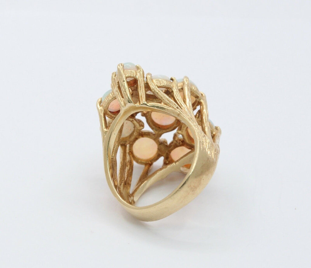 Vintage Ladies Opals 14K Yellow Gold Cocktail Cluster Ring