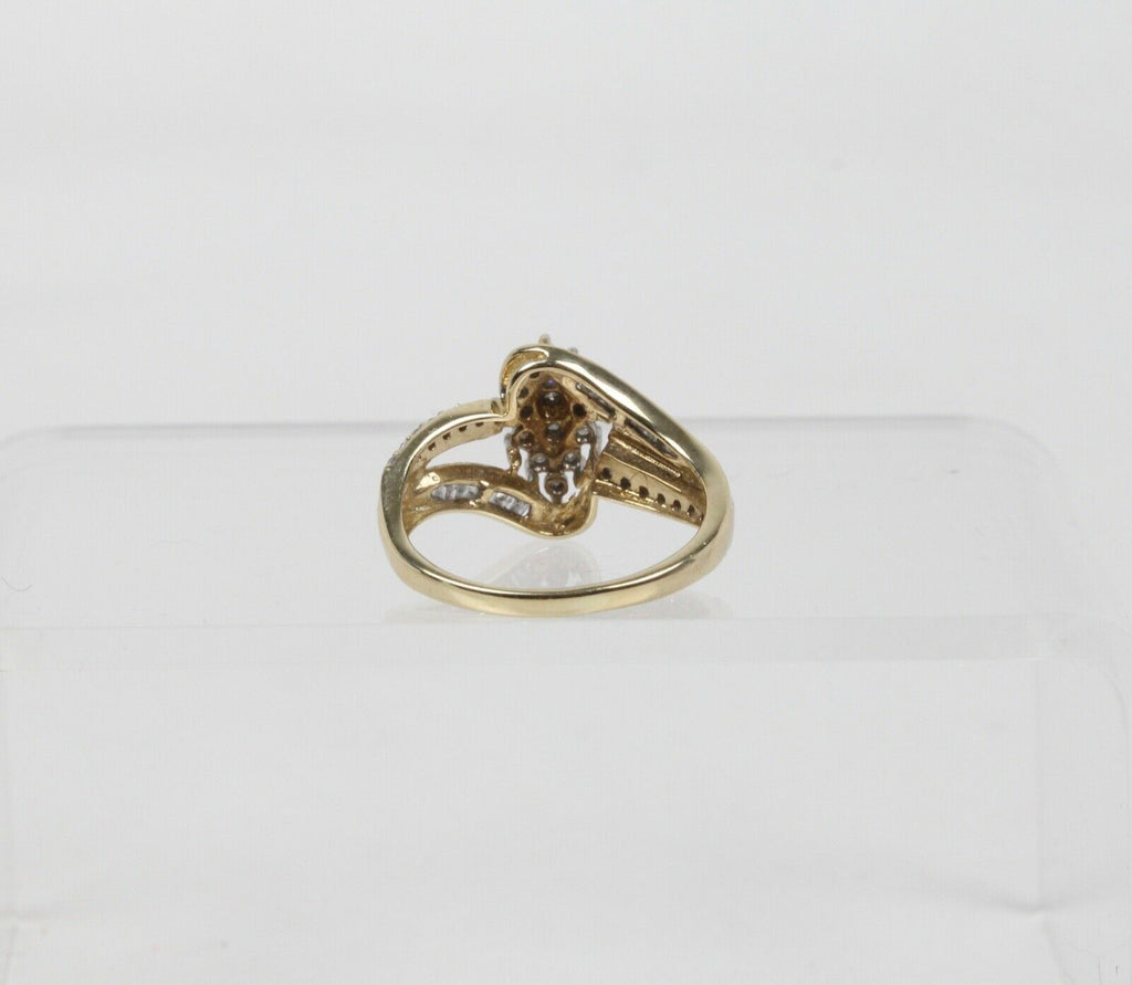 Vintage Cluster Bypass Diamonds 10K Yellow Gold Ring
