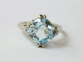 Art Deco 18K White Gold Synthetic Aquamarine Ring