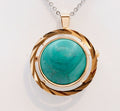 18K Yellow Gold Italian Malachite Pendant Brooch