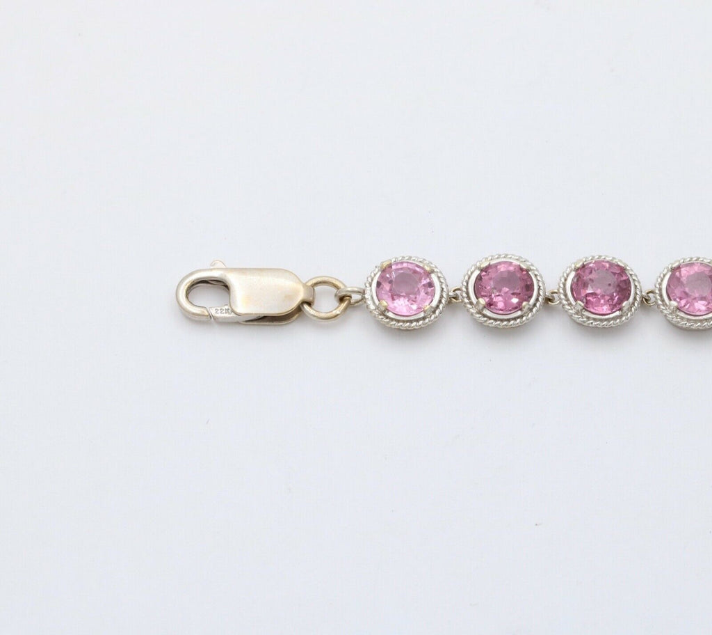 Vintage Pink Tourmaline 22K White Gold Tennis Bracelet