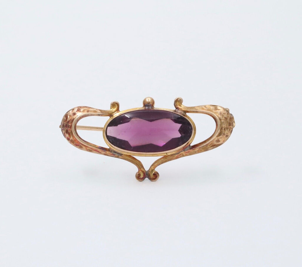 Antique Victorian 10K Gold Rhodolite Garnet Brooch