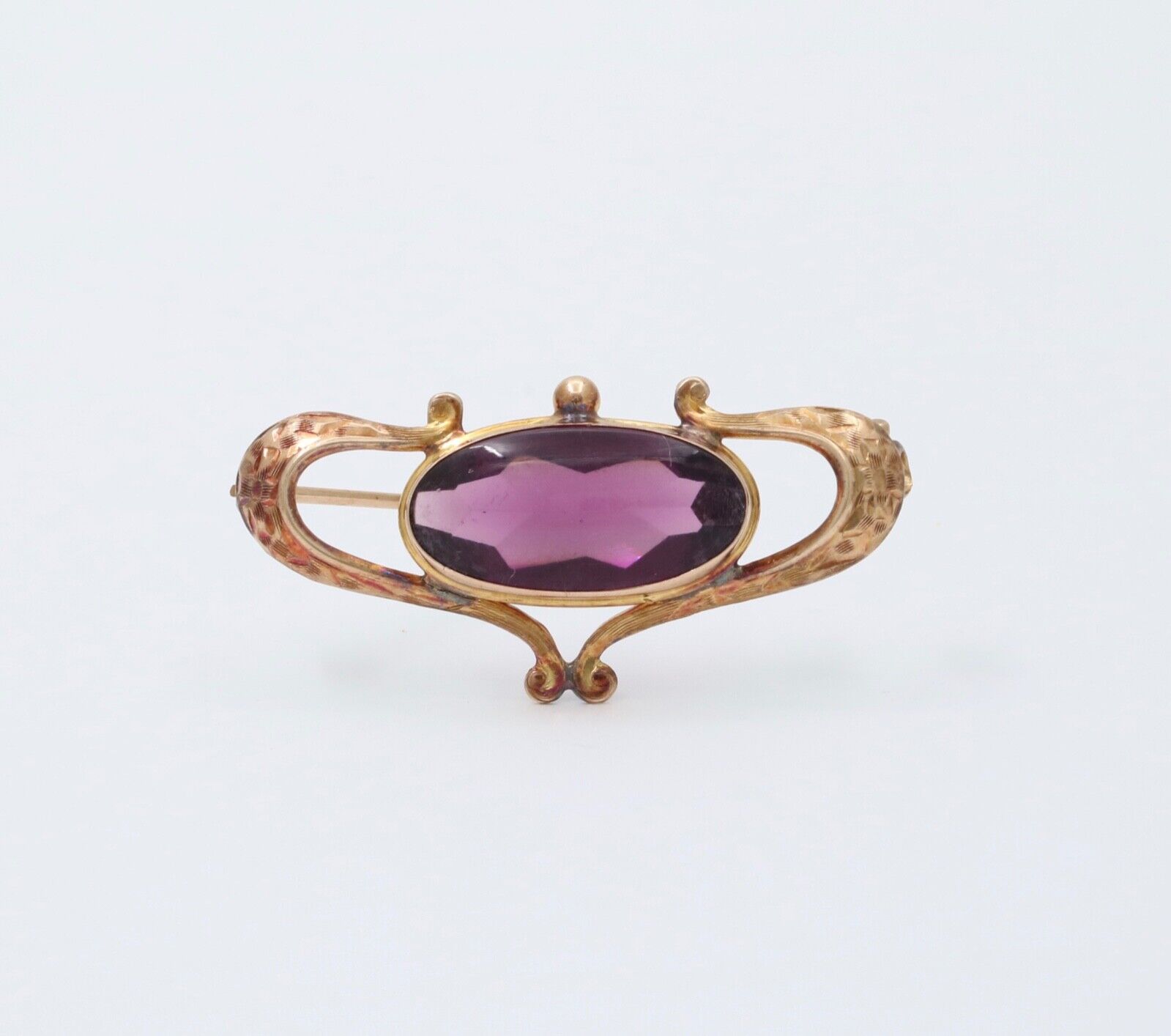 Antique Victorian 10K Gold Rhodolite Garnet Brooch