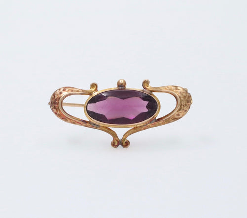 Antique Victorian 10K Gold Rhodolite Garnet Brooch