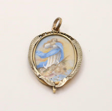 Load image into Gallery viewer, Victorian Edwardian Virgin Mary Cherubs Portrait 18K YG WG Pendant
