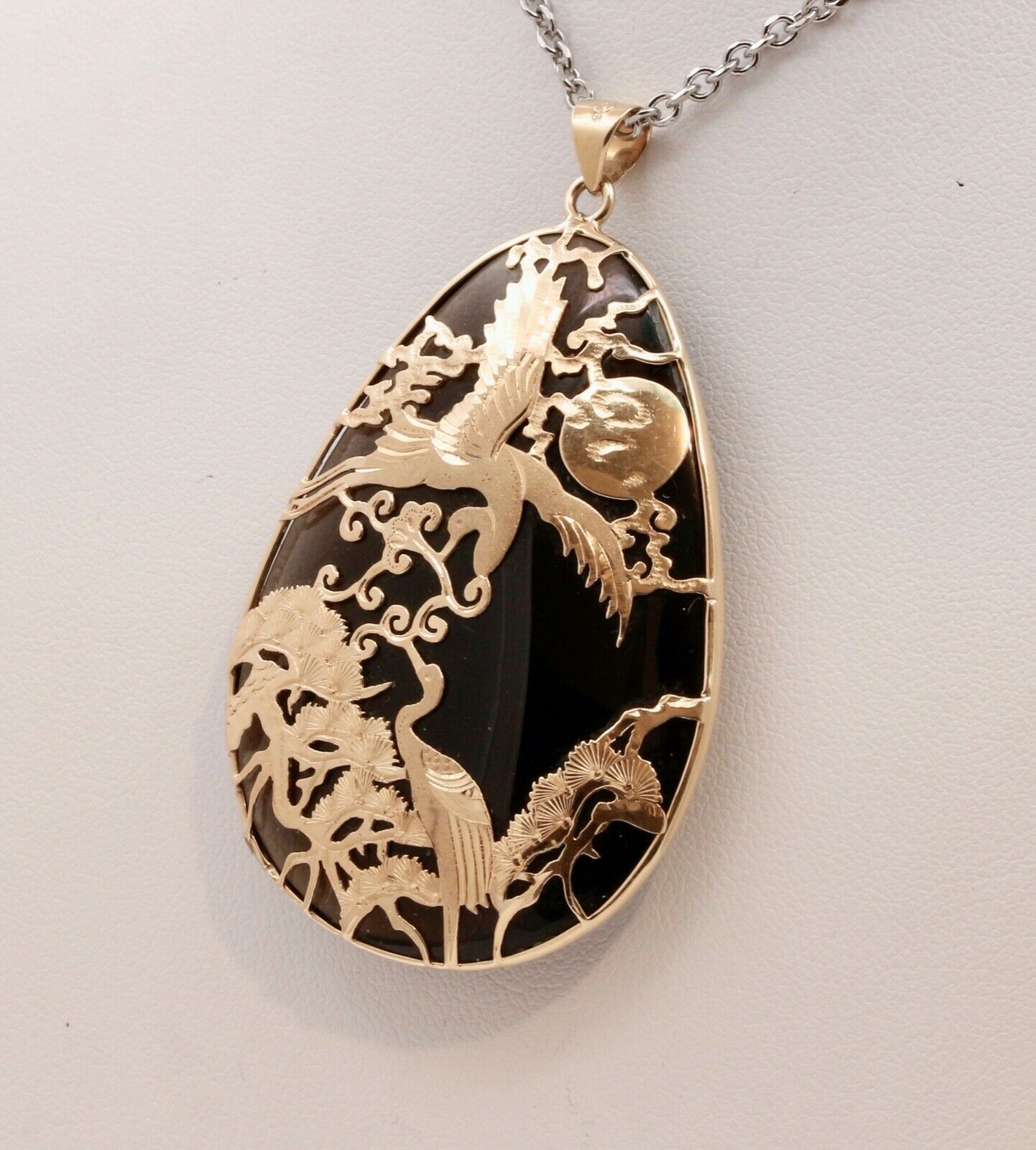 Beautiful Mystic Healing Birds Of Paradise 14K Smoky Topaz Pendant
