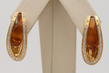 Vintage 18K Yellow Gold Citrine & Diamond Clip Huggie Earrings