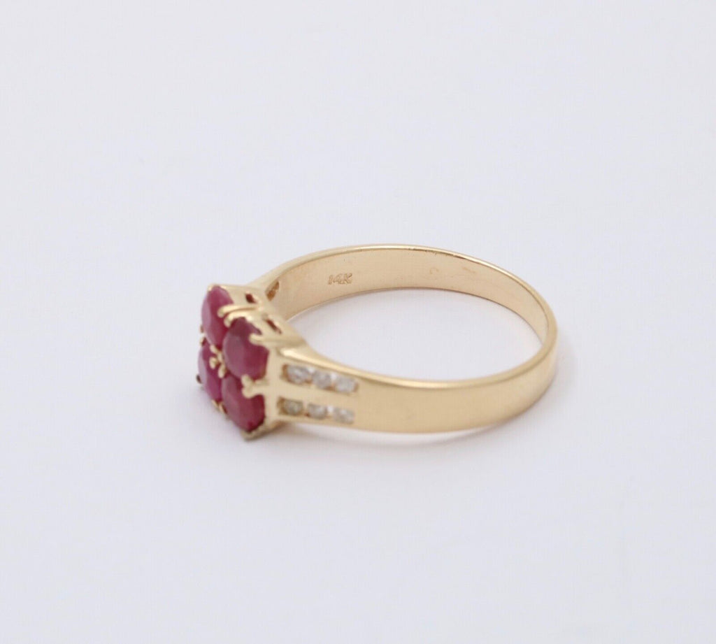Vintage Rubies Diamonds 14K Yellow Gold Ring