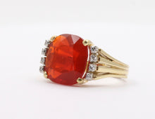 Load image into Gallery viewer, Vintage Fire Opal Diamonds 14K Yellow Gold Ring
