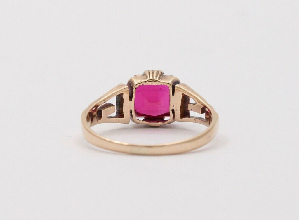 Antique Red Stone In 10K Rose Gold Ring