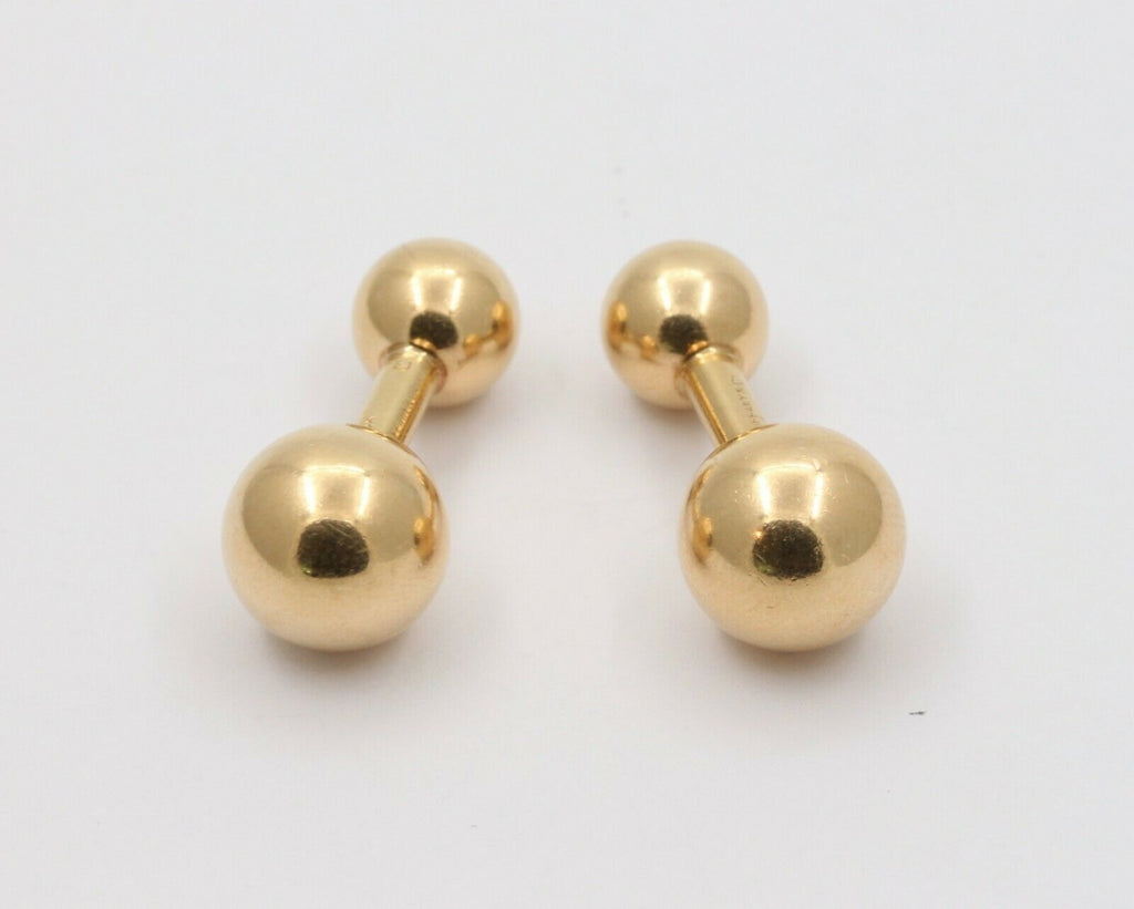 Tiffany & Co Vintage 14K Yellow Gold Barbell Cufflinks Set
