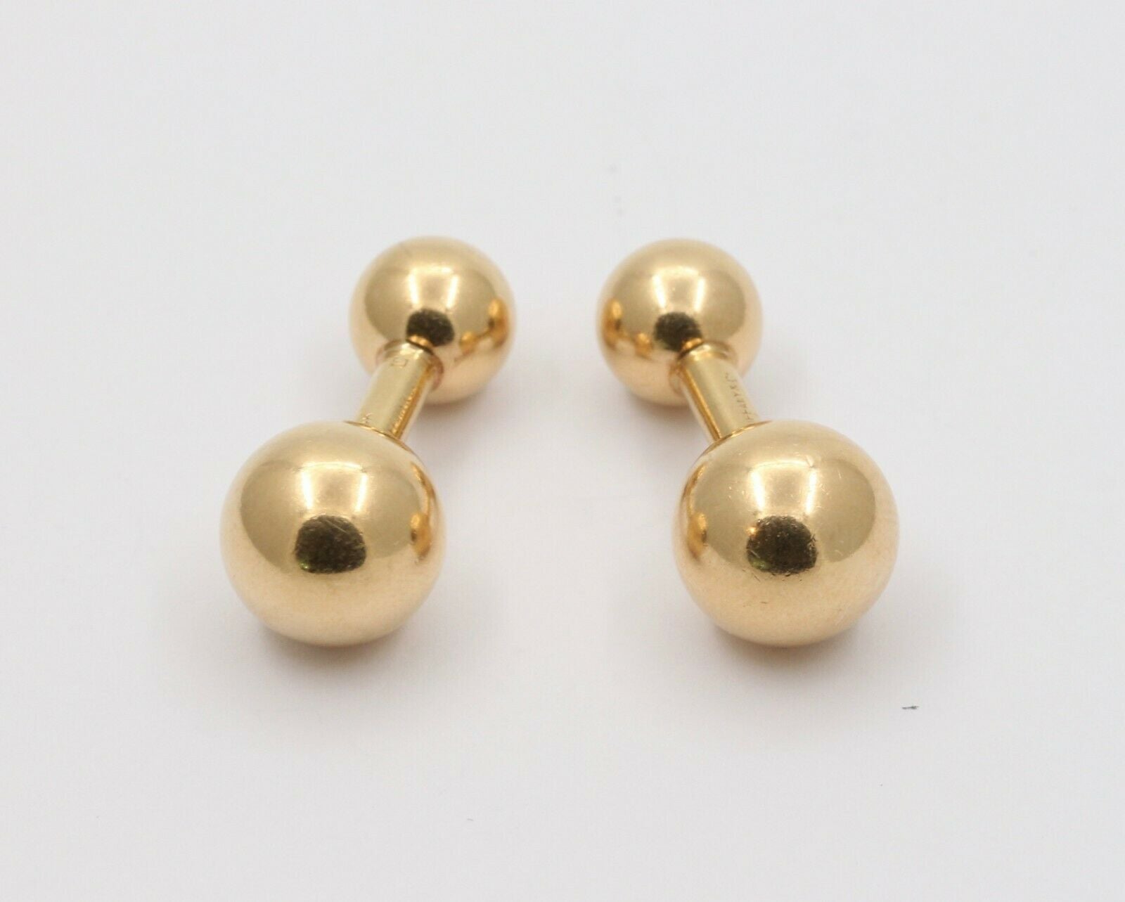 Tiffany & Co Vintage 14K Yellow Gold Barbell Cufflinks Set