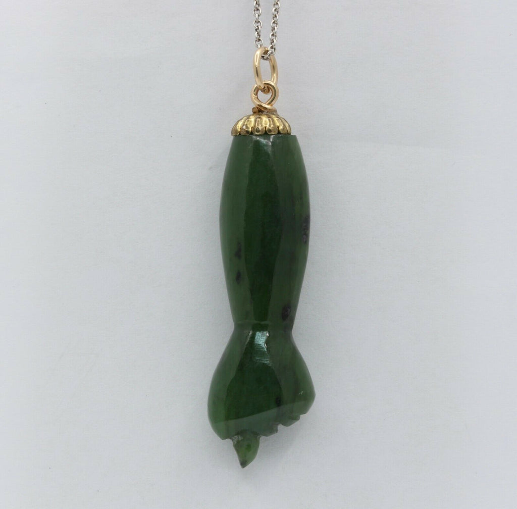 Vintage 14K Yellow Gold Jade Fist Pendant