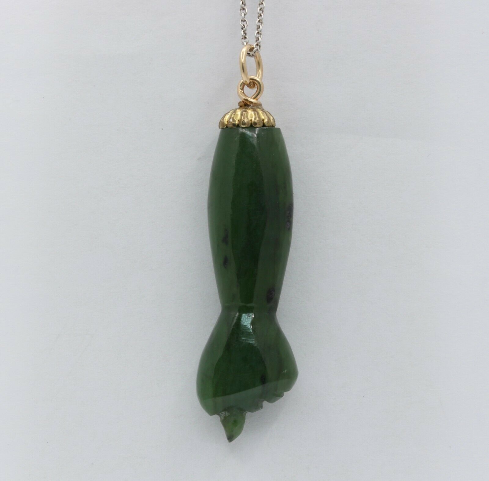 Vintage 14K Yellow Gold Jade Fist Pendant