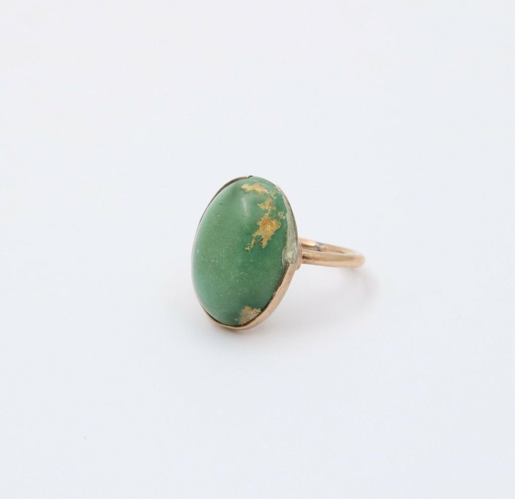 Victorian Cabochon Turquoise 14K Yellow Gold Ring