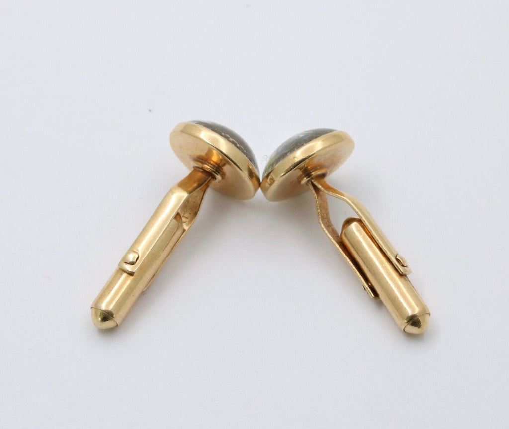 Antique Essex Crystal Polo Horse Riding 14K Gold Cufflinks.
