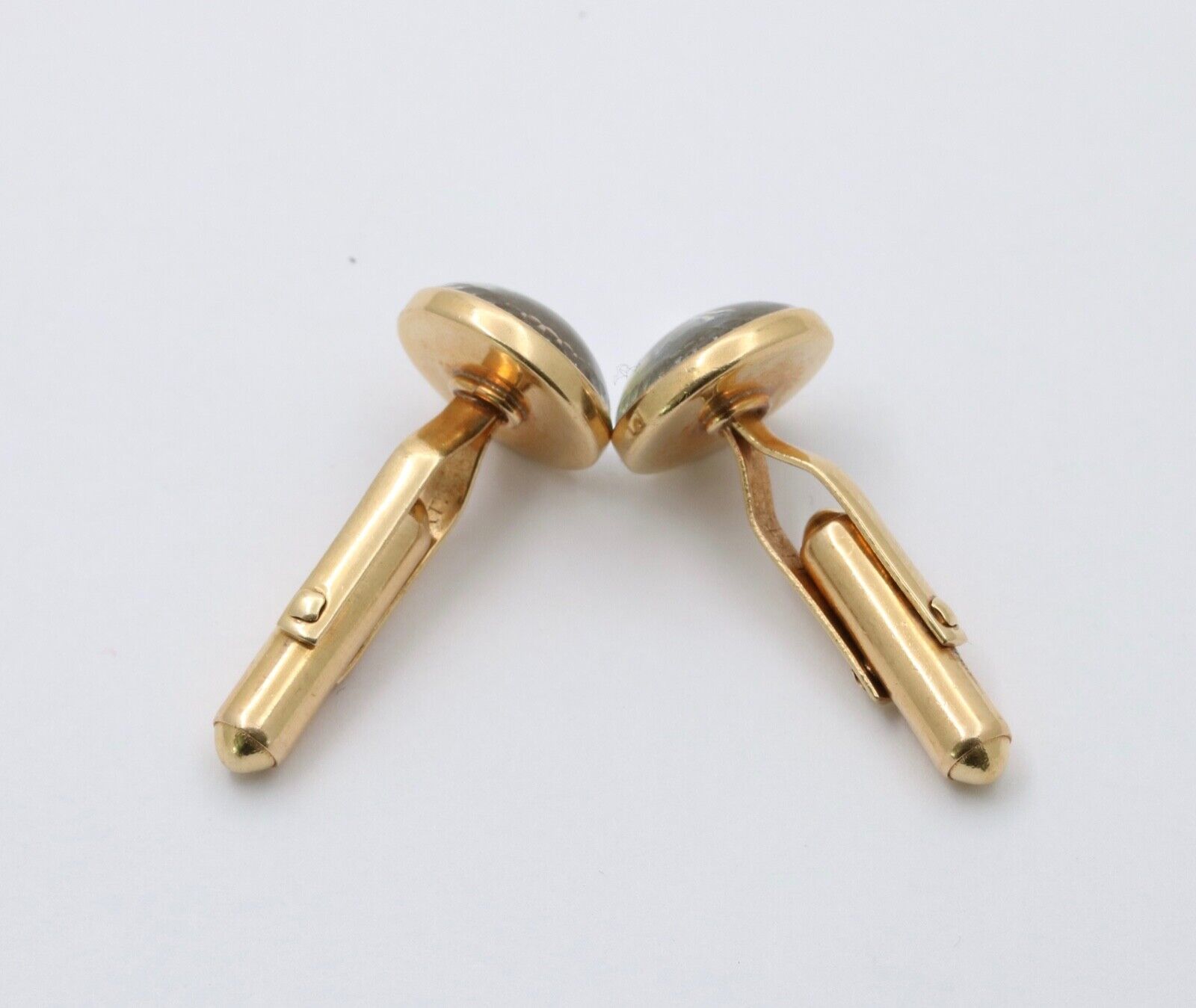 Antique Essex Crystal Polo Horse Riding 14K Gold Cufflinks.