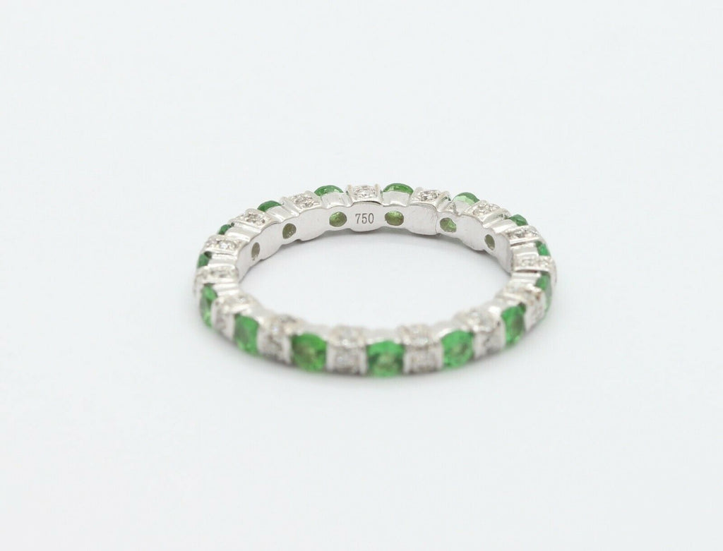 Green Garnet Diamond Eternity Stackable Band