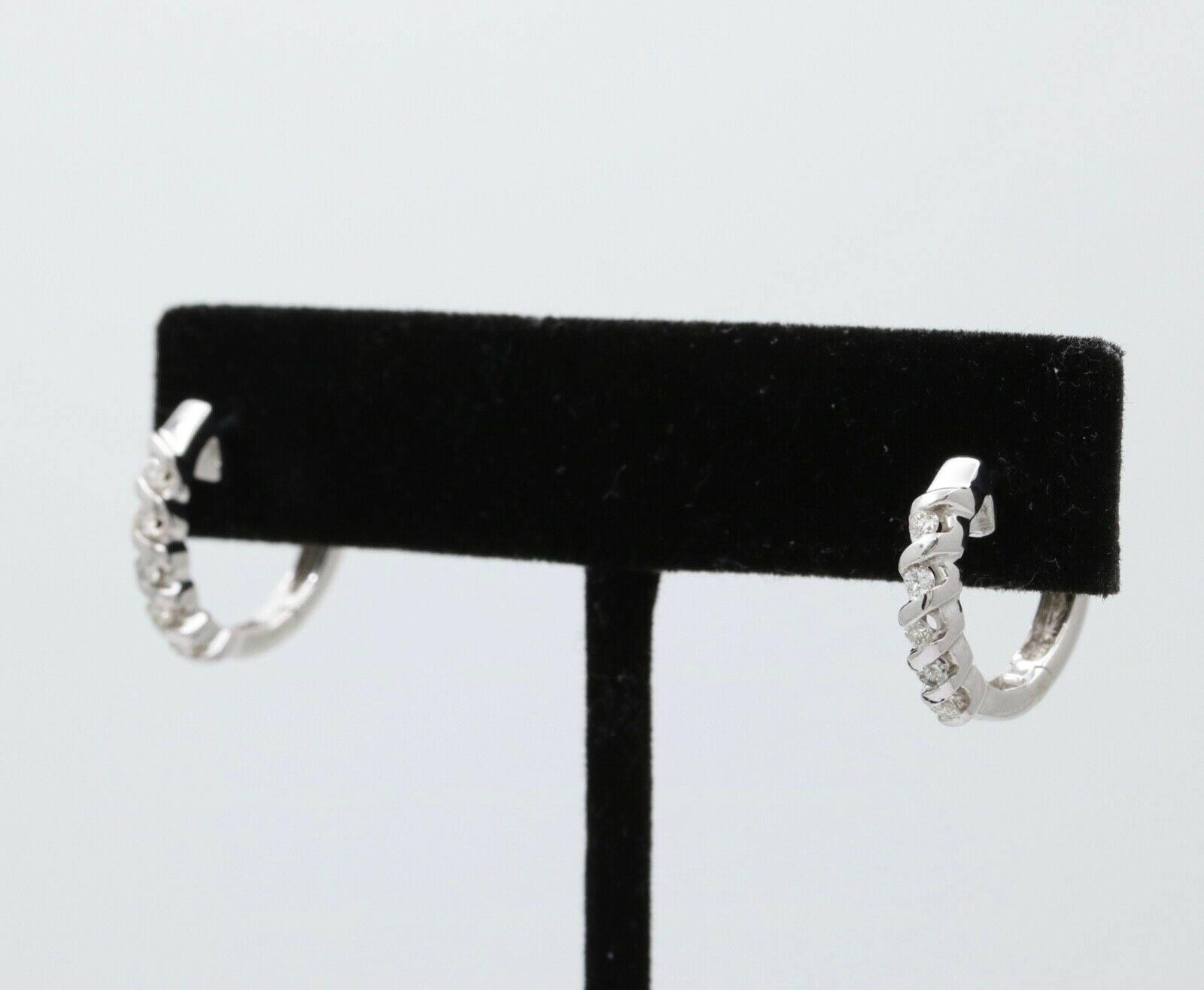 Classic Petite 14K White Gold Diamond Huggie Earrings