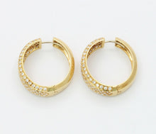 Load image into Gallery viewer, Vintage Ladies Fat 18K Yellow Gold Diamonds Hoop Earrings
