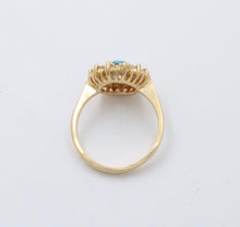 Load image into Gallery viewer, Vintage Blue Topaz Diamonds 14K Yellow Gold Cocktail Ring
