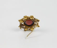 Load image into Gallery viewer, Vintage Tourmaline 14K Yellow Gold Seed Pearls Turquoise Brooch Pin
