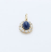 Load image into Gallery viewer, Victorian Cabochon Sapphire Old European Cut Diamonds 14K Yellow Gold Pendant
