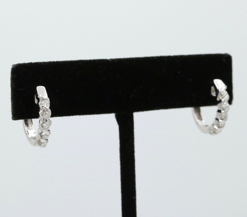 Classic Petite 14K White Gold Diamond Huggie Earrings
