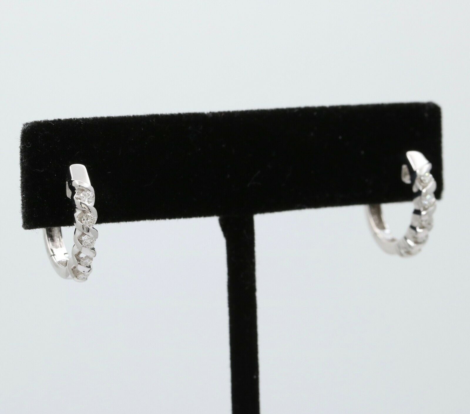 Classic Petite 14K White Gold Diamond Huggie Earrings