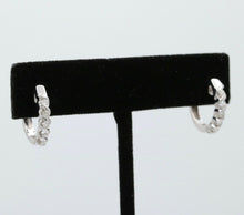 Load image into Gallery viewer, Classic Petite 14K White Gold Diamond Huggie Earrings
