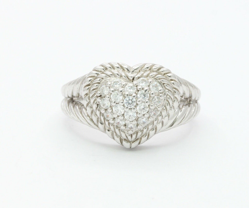 Vintage Judith Ripka Sterling Silver CZ Heart Ring