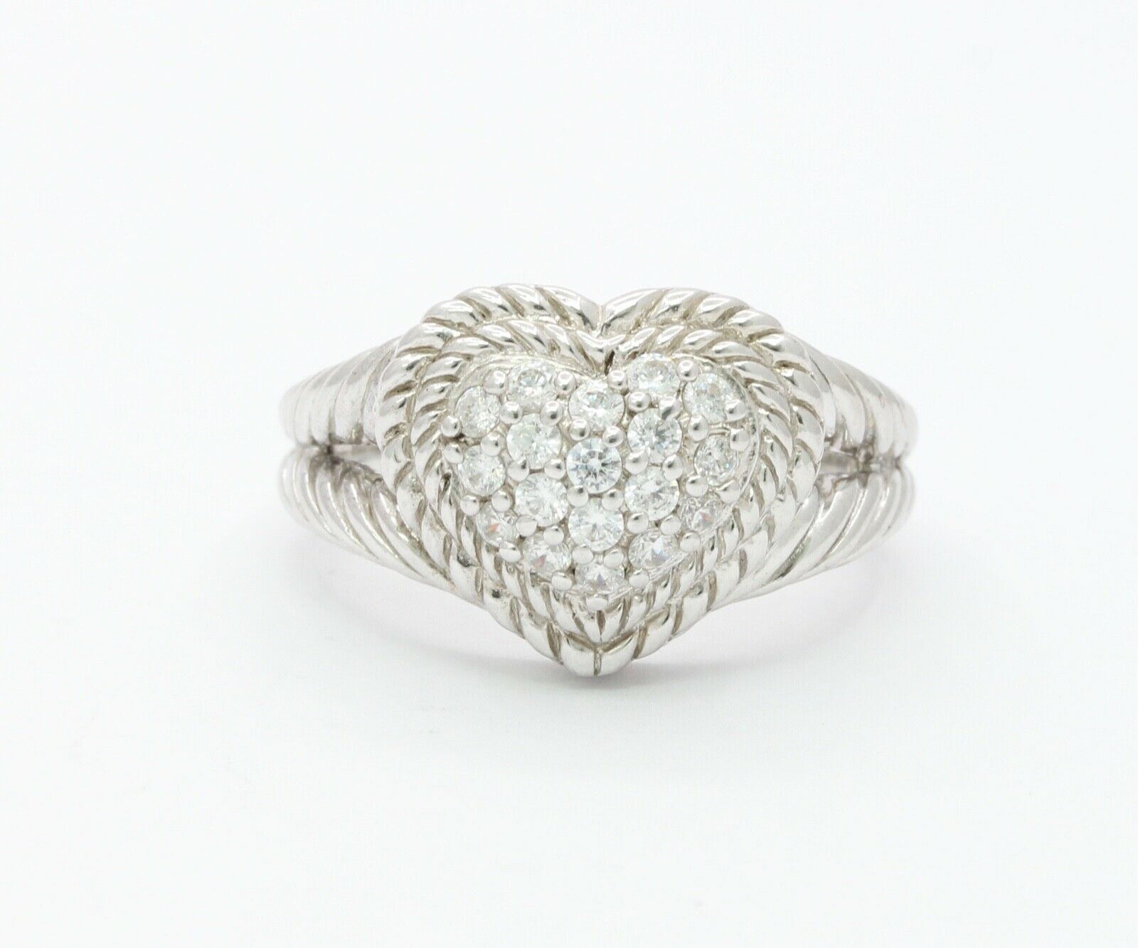 Vintage Judith Ripka Sterling Silver CZ Heart Ring