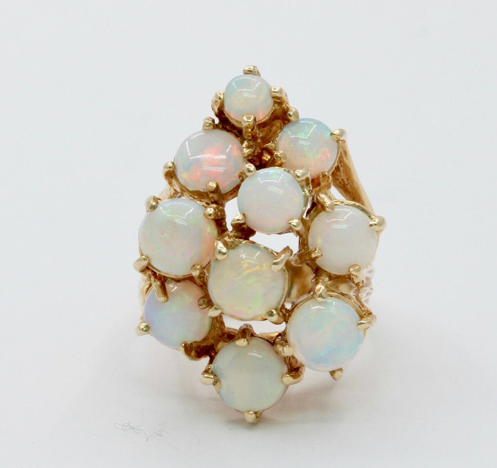 Vintage Ladies Opals 14K Yellow Gold Cocktail Cluster Ring