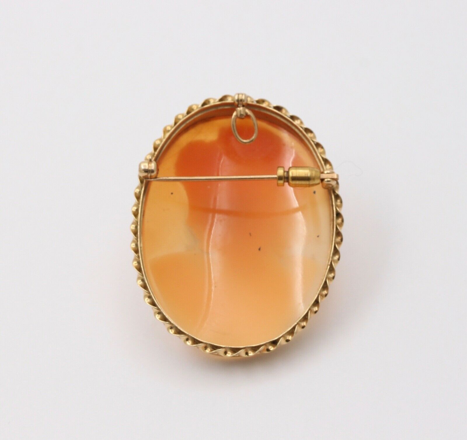 Vintage Romantic 14K Yellow Gold Carved Shell Cameo Brooch, Portrait Pendant.
