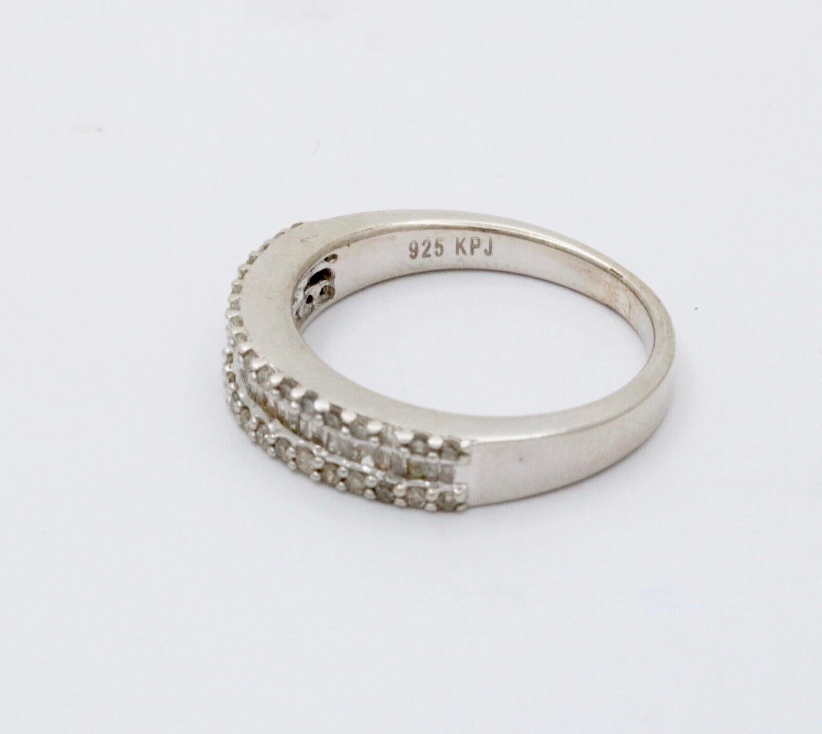 Vintage Sterling Silver Half Eternity Diamond Ring Band