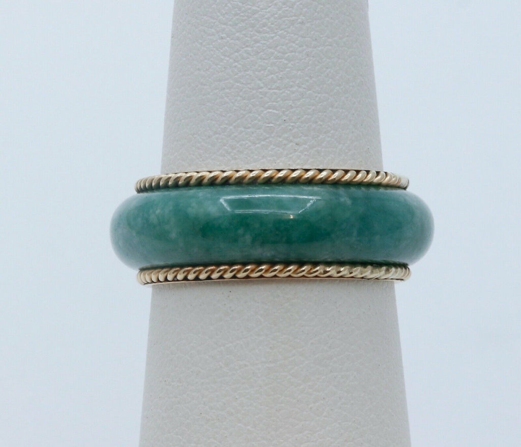 Vintage Jade 14K Yellow Gold Wedding Band Ring