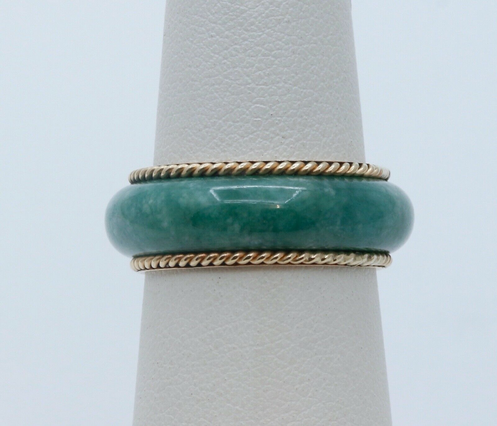 Vintage Jade 14K Yellow Gold Wedding Band Ring