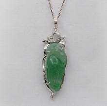 Load image into Gallery viewer, Vintage Watery Jadeite Jade Diamonds 18K White Gold Pendant
