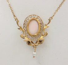 Load image into Gallery viewer, Art Nouveau Cameo Pearl 14K 10K Pendant and Chain
