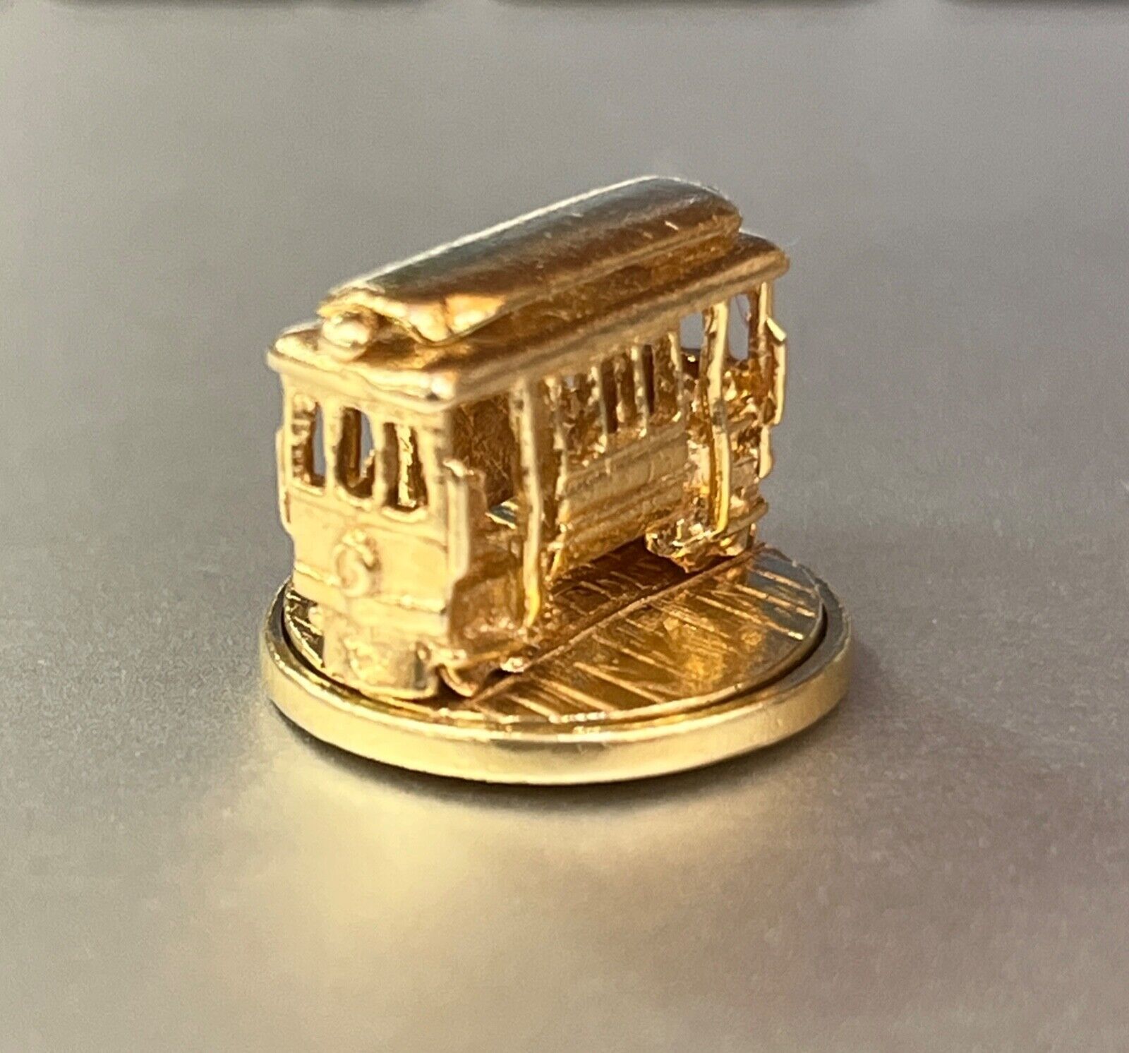 Vintage 14K Yellow Gold Movable Trolley Train Charm