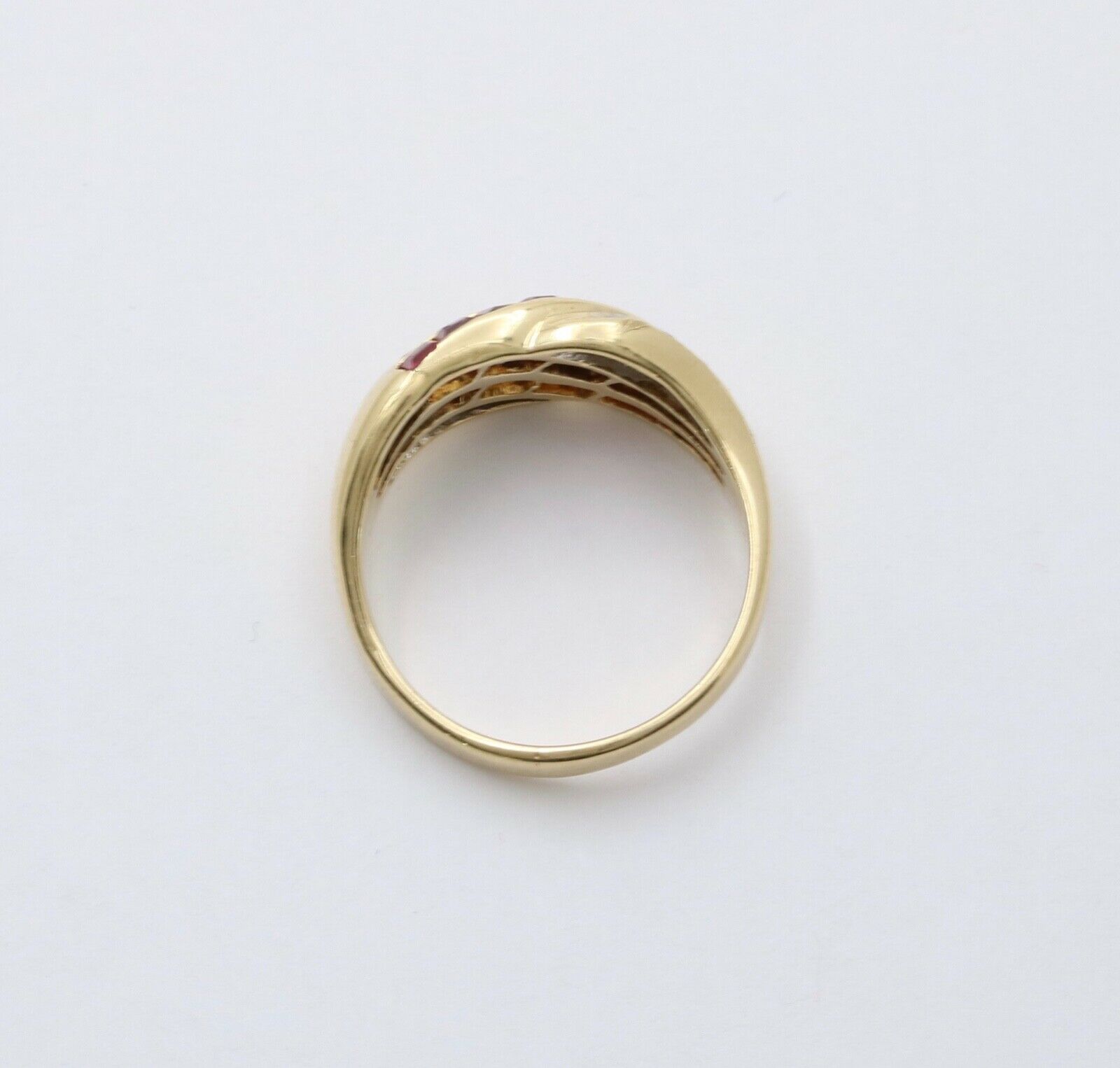 Vintage 14K Yellow Gold Ruby & Diamond Infinity Ring Band